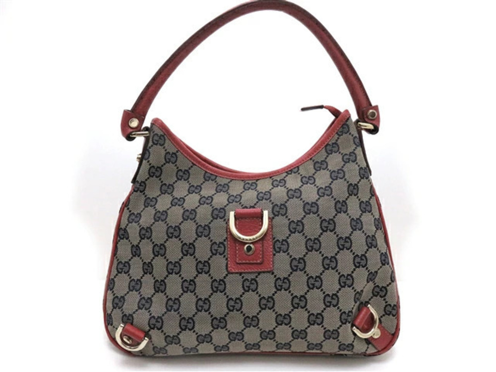 Gucci Hobo Bag Canvas Embossed Leather